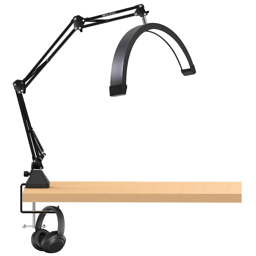 BROLAVIYA® 16 inch Half Moon Tabletop Lamp Light with 3 Axis Swing Metal Arm Stand, 3 Lighting Modes