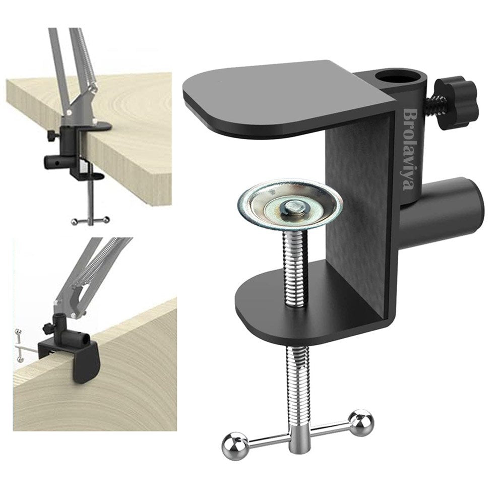 BROLAVIYA® Large Desk Base Clamp Mount for Microphone Boom Scissor Arm, Table C Clip for Articulatin