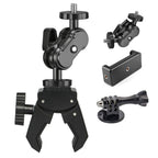 BROLAVIYA® Super Clamp with Dual Ball Head Magic Arm, Mobile Bracket with 1/4 Threads, for Desk Trip