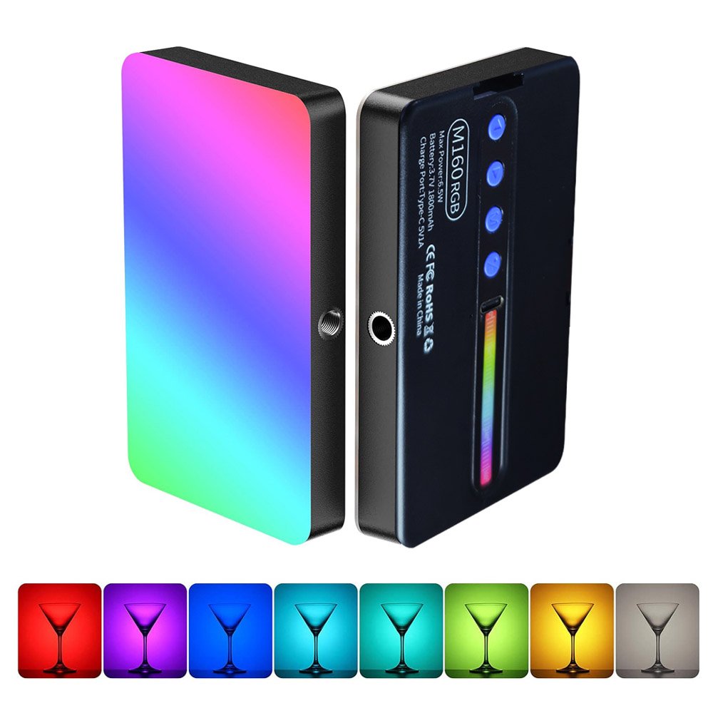 BROLAVIYA® LED Video Camera Full Color RGB Lights,1800mAh Rechargeable, Dimmable with 3 Cold Shoe an