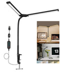 BROLAVIYA® Overhead LED 2 Head Dimmable Desk Lamp Light with Multi-Angle Rotation, 3 Lighting Modes 