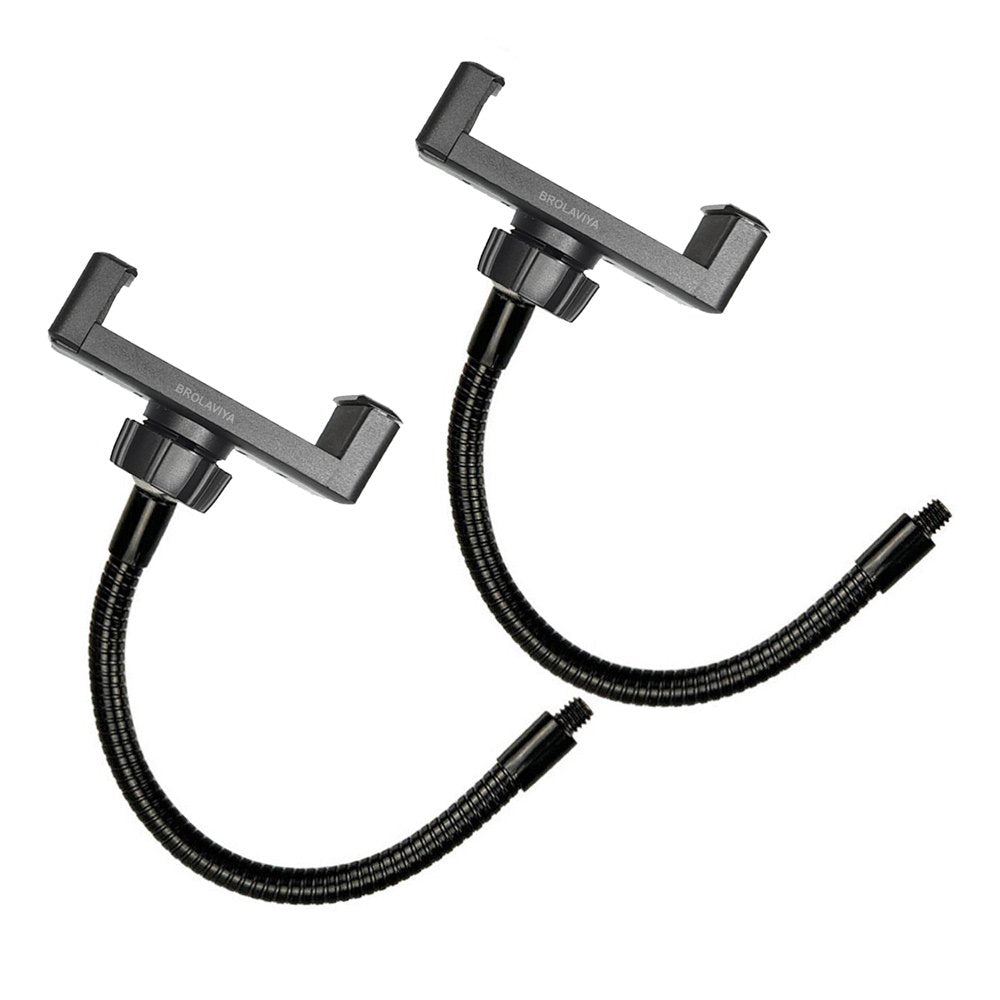 BROLAVIYA® 2 Pcs Flexible Hose Mobile Phone Gooseneck Clip with 1/4 Male Thread For LED Ring Light