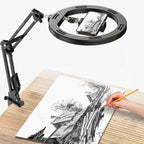 BROLAVIYA® No Shadow Overhead Video Mobile Stand with 10 inch Selfie Ring Light, Metal Arm, 1/4" Ada