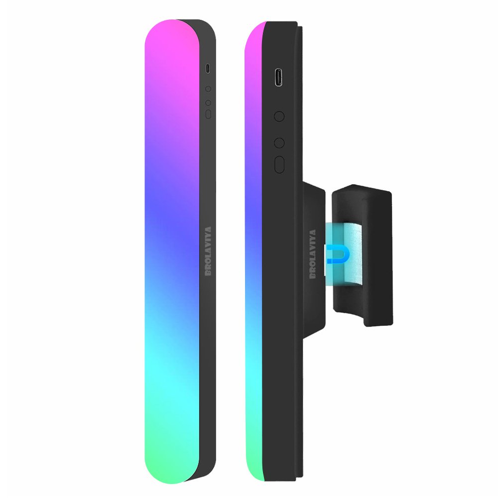 BROLAVIYA® Magnetic RGB Fill Light with Stand and Clip, Rechargeable, Adjustable Brightness & Color 