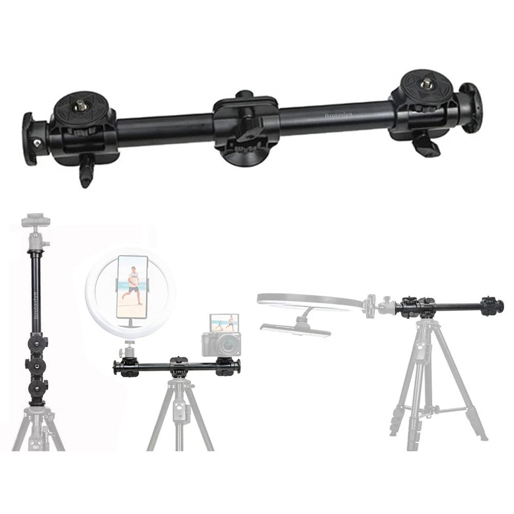 BROLAVIYA® Four-Head Crossbar Camera Support Frame, 63cm Horizontal Rod Extension Pole, 1/4 Screw Mo