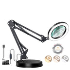 BROLAVIYA® Overhead Heavy Base 5X Magnifying Glass with LED Light and Stand, 3 Color Modes Dimmable,