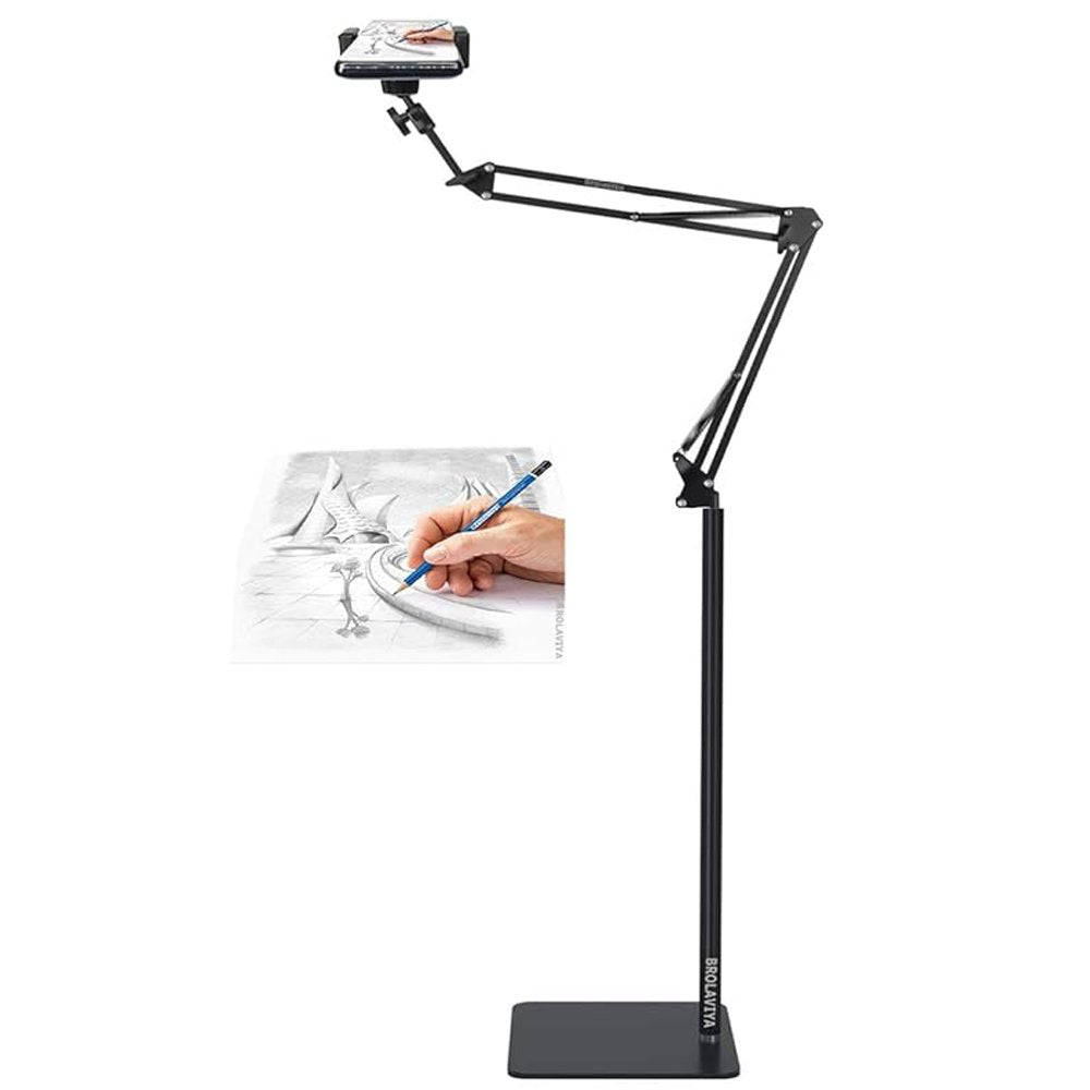 BROLAVIYA® Long Arm Tripod Floor Mobile Stand for 4'-7' inch, for Mobile Cell Phones, for Overhead V