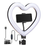 BROLAVIYA® Heart-Shaped LED 26cm Ring Light Dimmable Cold Warm Makeup Photography Video Live Stream 