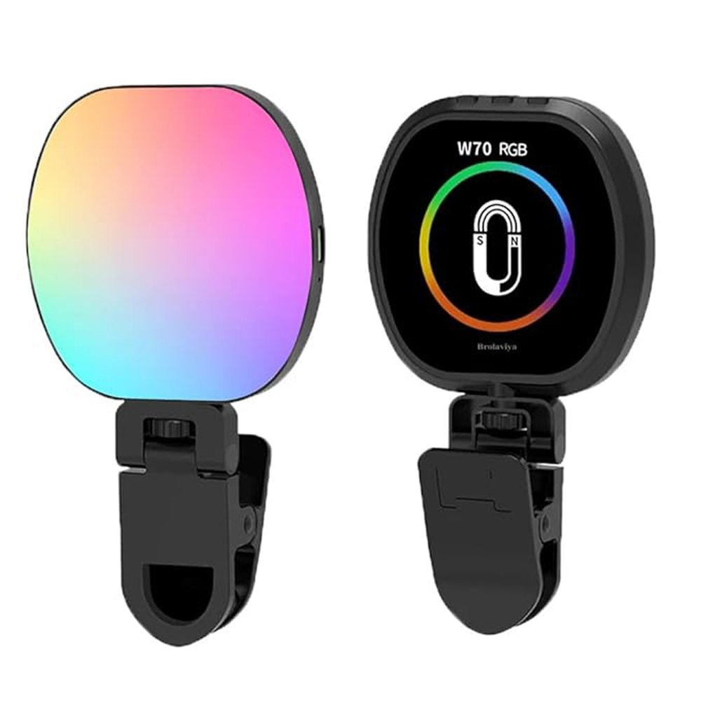 BROLAVIYA® Magnetic Full RGB Color LED Video Light, 1800mAh Rechargeable, Adjustable Brightness, wit