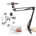 BROLAVIYA® Overhead Video Mobile Stand, Metal Long Arm, 1/4" Ball Head Male For Camera, Webcams, Mobile