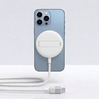 BROLAVIYA® 15W Wireless Charger with Pop-Up Stand for iPhone 17/16/15/13/12/11 Series, Qi-Certified, Type C Cable, White