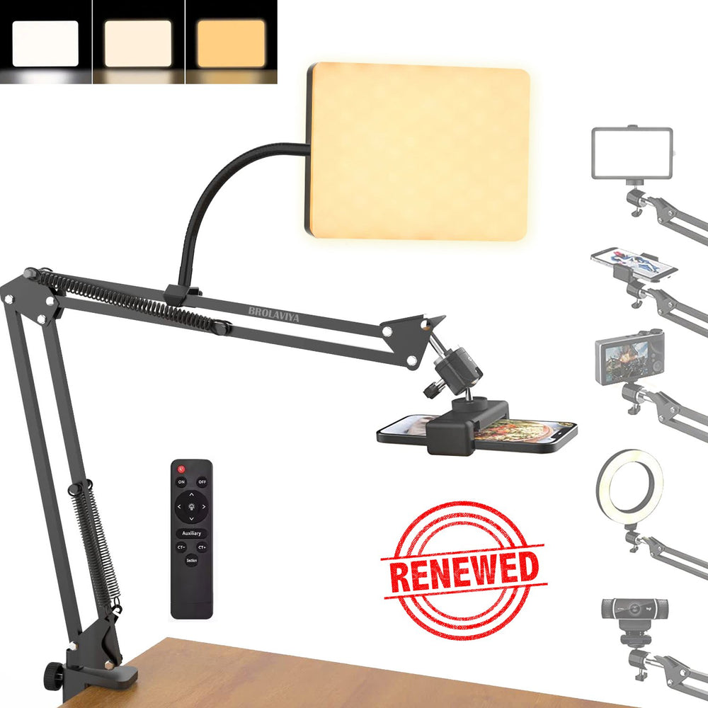 (Renewed) BROLAVIYA® Overhead Video Mobile Stand with 11 Inch Video LED Light 2700 to 5500k, Metal A