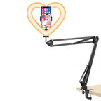 BROLAVIYA® Overhead Video Mobile Stand with Heart Shape 26cm Ring LED Light, Metal Arm, 1/4" Male Ad