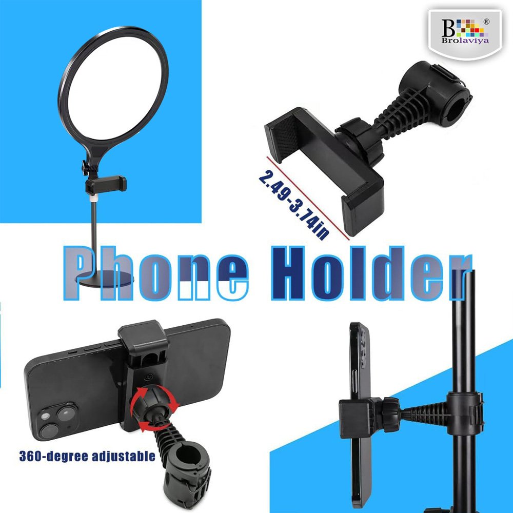 BROLAVIYA® Full Screen Fill Slab Key Light Stand with Mobile Phone Holder, 1/4" Head Compa - Image 10