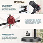 BROLAVIYA® Overhead Video Floor Stand with Full-Screen Fill 10" Ring Light with Remote, Me - Image 10