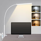 BROLAVIYA® Overhead Flexible LED Desk Lamp with Clamp, 3 Modes, 10 Brightness, Eye-Caring, Long Flex