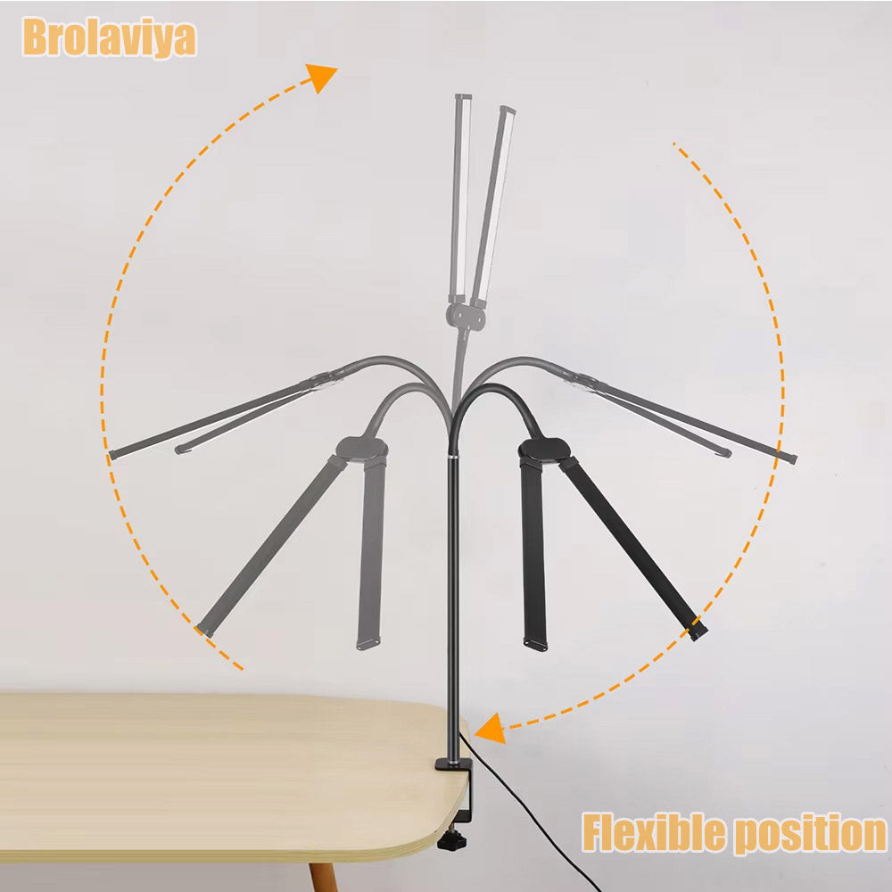 BROLAVIYA® Overhead LED 2 Head Dimmable Desk Lamp Extra-Long Height Light with Multi-Angle Rotation, 3 Lighting Modes for Home, Office, Desktop, Bedroom, Reading etc