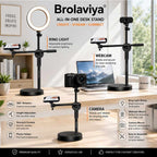 BROLAVIYA® Overhead Phone Stand with LED Fill Slab Light, 360° Rotating Phone Holder, Desk Stand for Reading, YouTube, Reels, Cooking Videos, Recording & Content Creation