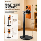 BROLAVIYA® 2-in-1 Magnetic & Clip Phone Stand for Desk, Adjustable Height Mobile Holder, MagSafe-Compatible Mount with Phone Clamp, 360° Rotation for Live Streaming, Recording, Video Calls & Cooking