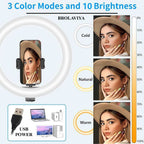 BROLAVIYA® No Shadow Overhead Video Mobile Stand, Extra Long Metal Arm, 10 inch Selfie Rin - Image 7