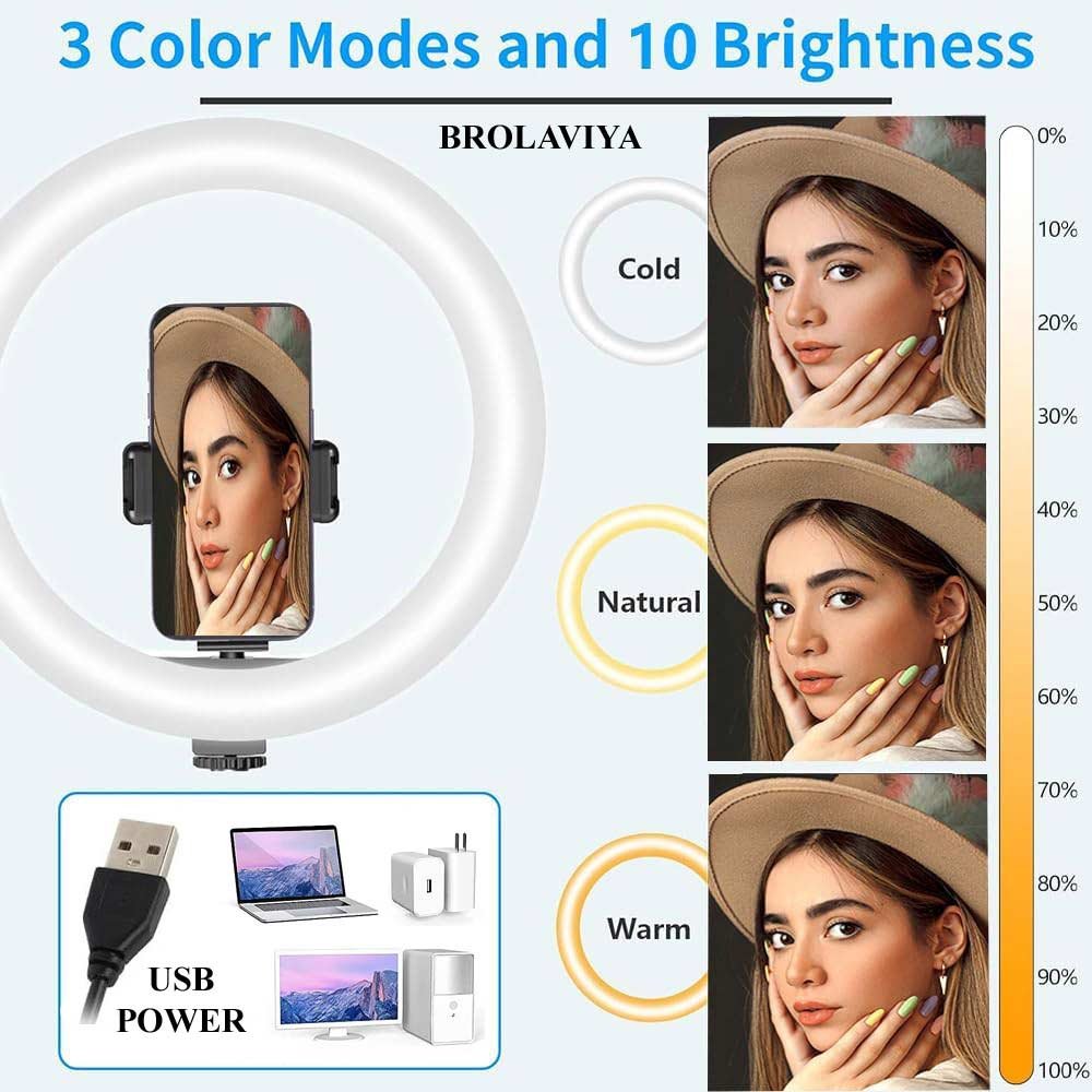 BROLAVIYA® No Shadow Overhead Video Mobile Stand, Extra Long Metal Arm, 10 inch Selfie Rin - Image 7