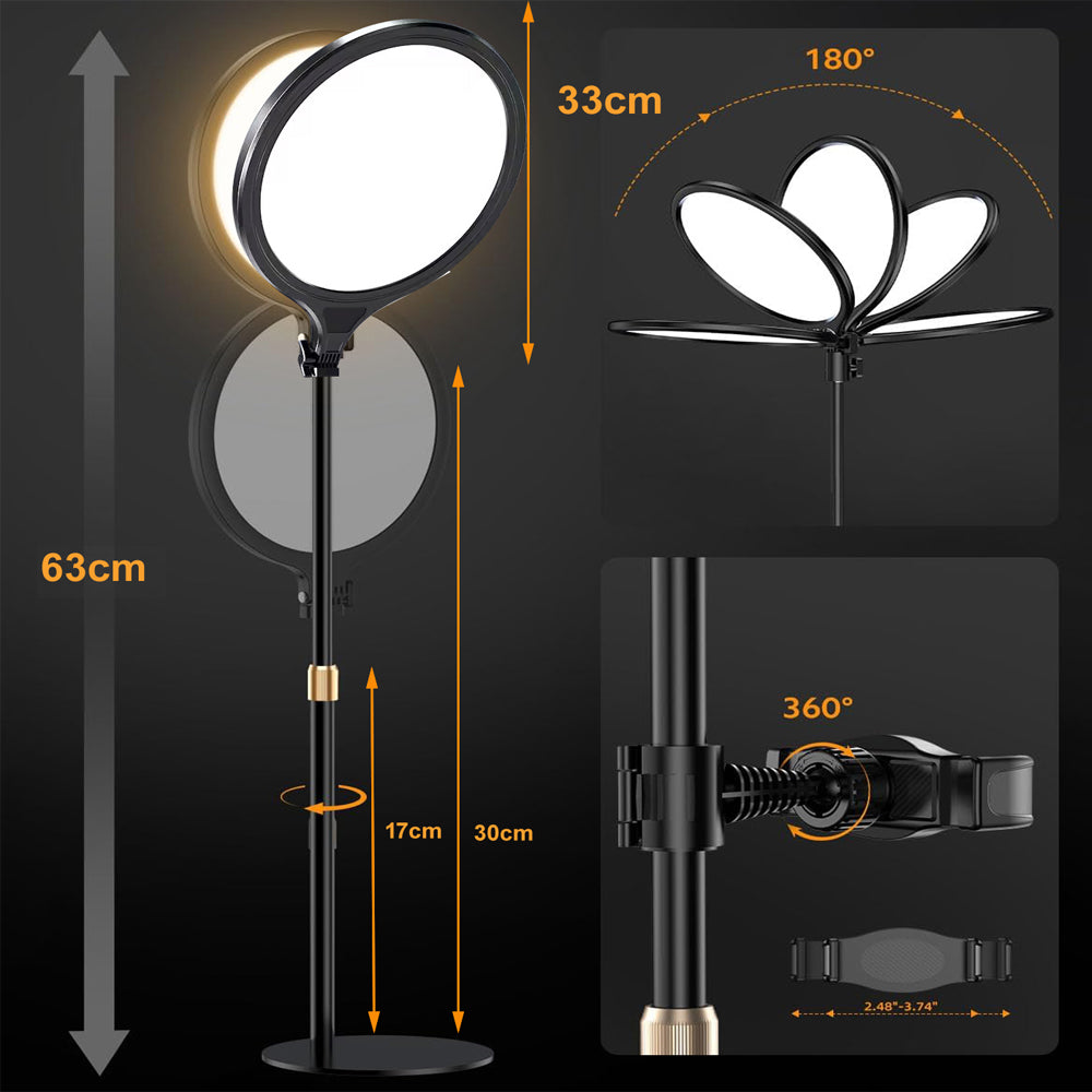 BROLAVIYA® Full Screen Fill Slab Key Light Stand with Mobile Phone Holder, 1/4" Head Compatible with Camera, Webcam, Gopro for Photography, Video, YouTube, Reels, Desktop, Bedroom, Office
