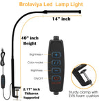 (Renewed) BROLAVIYA® Overhead Flexible LED Long Desk Lamp Light with Clamp, 3 Modes, 10 Brightness, Eye-Caring, Long Flexible Gooseneck For Home, Office, Desktop, Bedroom, Reading Black