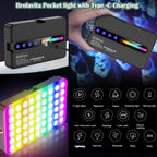 BROLAVIYA® LED Video Camera Full Color RGB Lights,1800mAh Rechargeable, Dimmable with 3 Co - Image 10