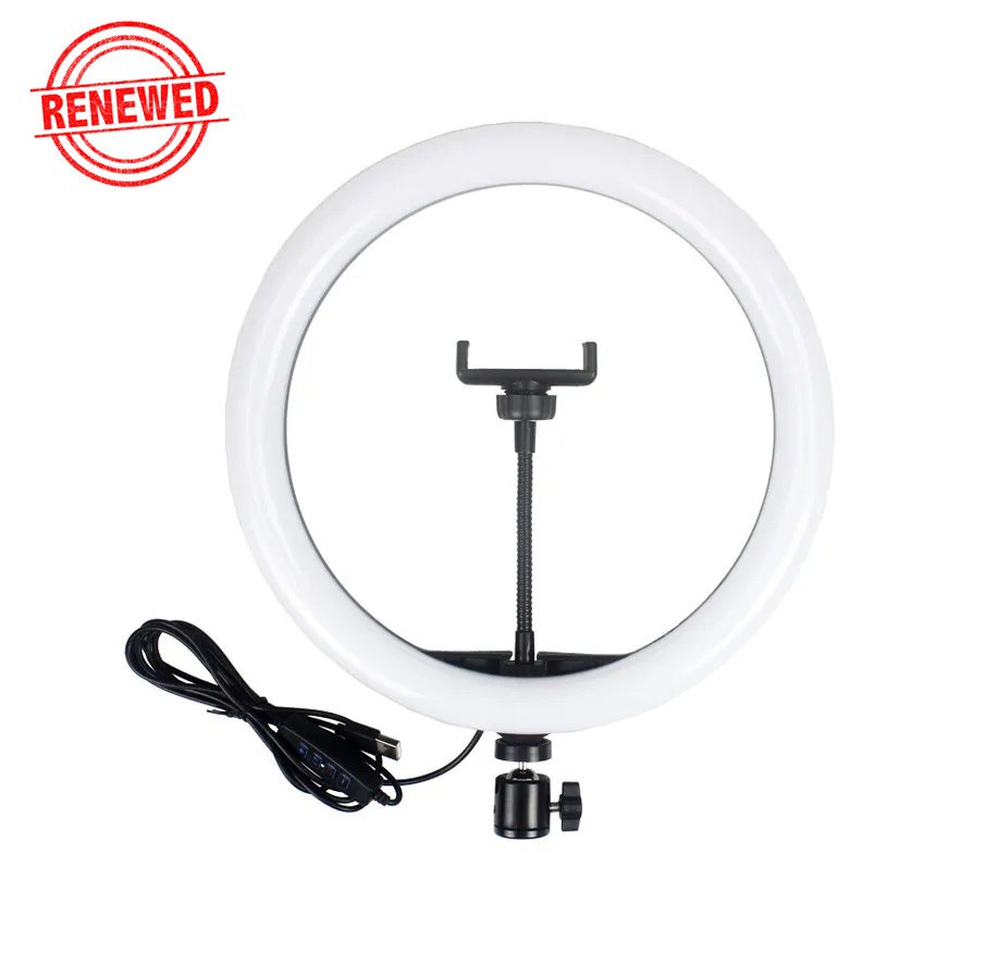 (Renewed) BROLAVIYA® 10 Inch LED Ring Light, 3 Level Brightness Dimmable with Flexible Wire, 360 Kno