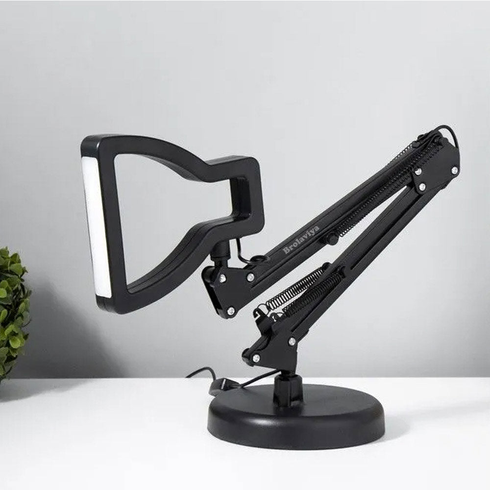 BROLAVIYA® Heavy Base Tabletop LED Desk Lamp Light with Metal Arm Table Lamp Stand, 3 Lighting Modes, 360 Degree Spin for Home Office, Desktop, Bedroom, Reading, etc