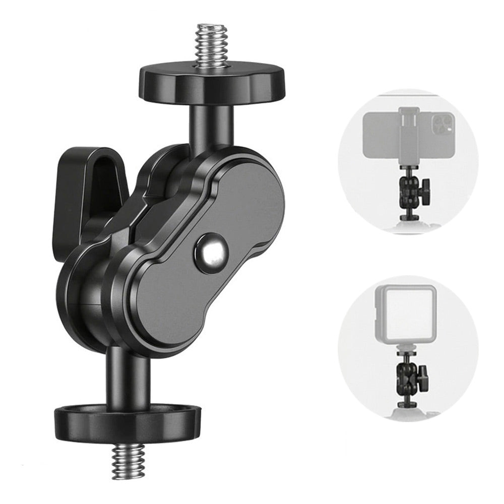 BROLAVIYA® Dual Ball Head Magic Arm Mount with 1/4″ Standard Screws, 360° Rotatable Universal Bracket for DSLR Camera Monitor, LED Video Light, Microphone and Action Cam Support