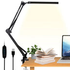 BROLAVIYA® Overhead LED Desk Lamp Light with Metal Arm Table Lamp Stand, 3 Lighting Modes For Home, Office, Desktop, Bedroom, Reading