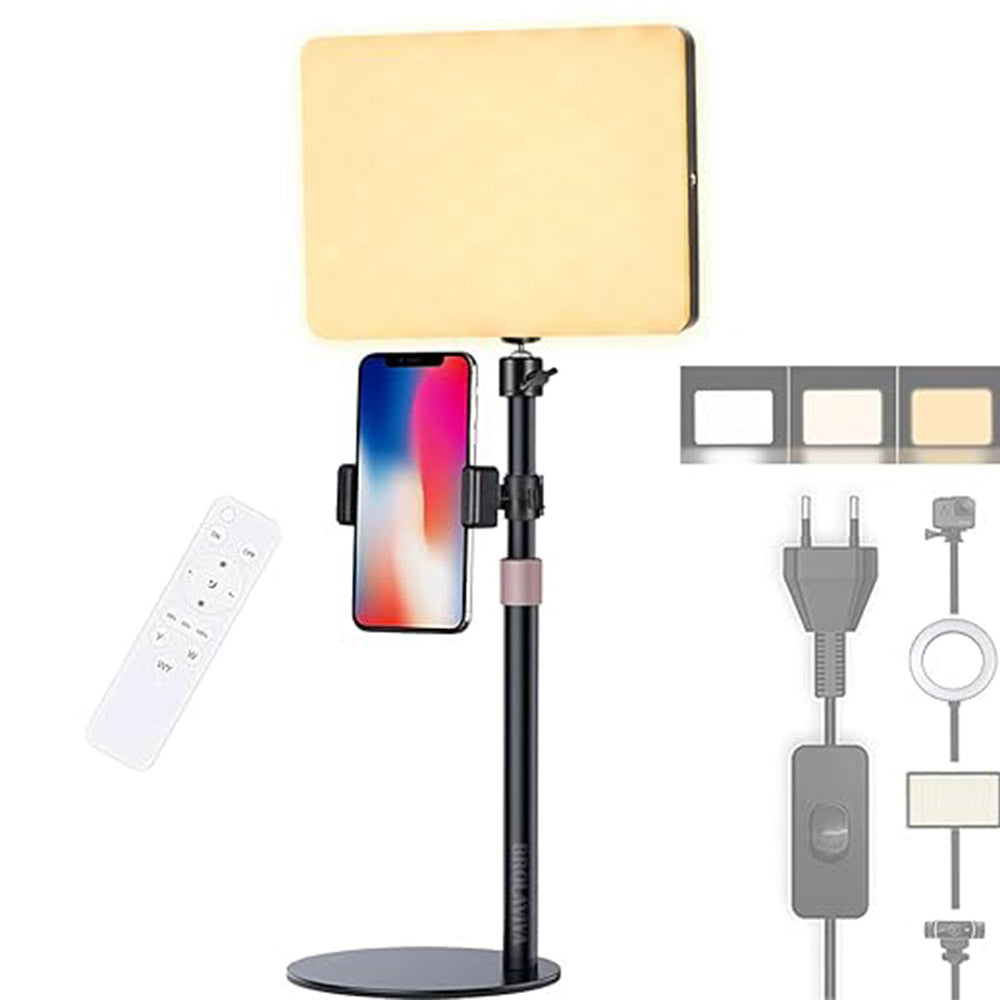 BROLAVIYA® Full Screen Fill 11 Inch LED Video Light with Remote Control and Metal Body Stand with Phone Holder, 1/4" Ball Head for Camera, Webcam, Gopro With Mobile Bracket for YouTube, Desktop, Office