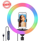 (Renewed) BROLAVIYA® Crystal 3D LED 10 Inch RGB Ring Light with Flexible Wire, 360 Knob and Mobile B
