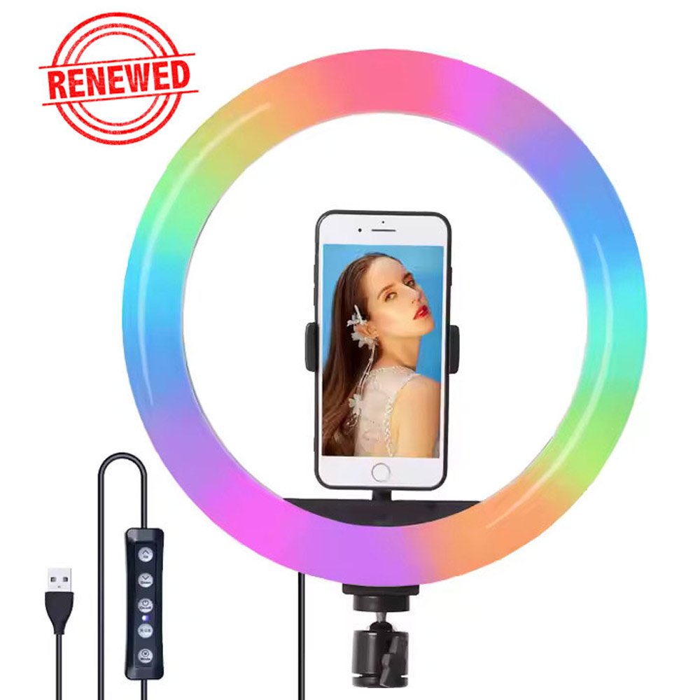 (Renewed) BROLAVIYA® Crystal 3D LED 10 Inch RGB Ring Light with Flexible Wire, 360 Knob and Mobile B