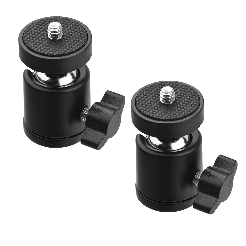 BROLAVIYA® 2 Pack 360 Degree Aluminum Alloy Rotating Swivel Tripod Ball Head with 1/4" Screw Thread Head for Cameras, Camcorders, Smart Phone, Gopro, LED Video Light