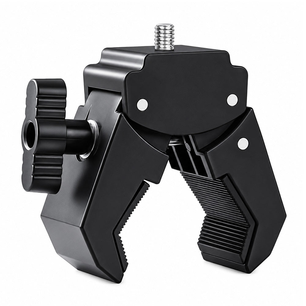 BROLAVIYA® Camera Super Clamp with Male 1/4"-20 Screw Mount, Adjustable Crab Clamp for Photography Equipment, Monitor, LED Light, Action Camera, Fits 13-47mm Pipes, Rods & Bars