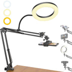 BROLAVIYA® Overhead Video Mobile Stand with 10 Inch Ring Light, Metal Arm, 1/4" Ball Head for Camera, Gopro with Mobile Bracket and Flexible Clip Arm
