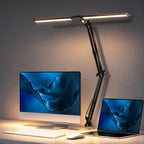 BROLAVIYA® Architect Double Head LED Desk Lamp Overhead Light, 3 Color Mode, 10 Levels Dimmable Brightness, Metal Body, Eye Protection Desk Light for Office, Study, Reading, Computer Workstation