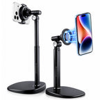 BROLAVIYA® 2-in-1 Magnetic & Clip Phone Stand for Desk, Adjustable Height Mobile Holder, MagSafe-Compatible Mount with Phone Clamp, 360° Rotation for Live Streaming, Recording, Video Calls & Cooking