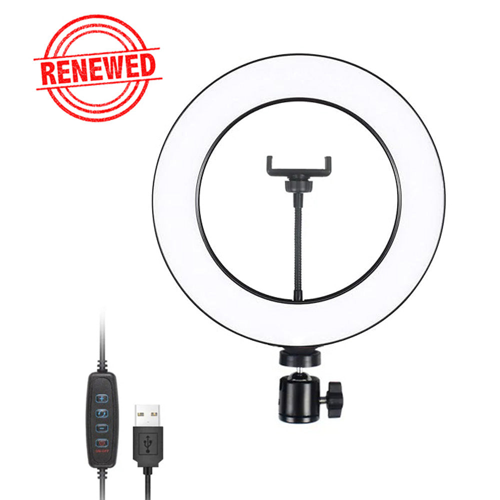 (Renewed) BROLAVIYA® 6 Inch LED Ring Light, 3 Level Brightness Dimmable with Flexible Wire, 360 Knob and Mobile Bracket