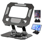BROLAVIYA® Desktop 360 Rotating Base, Metal Stand Holder, Foldable, Compatible with iPad, Tablet, Mobile, E-Reader 4-13 Inch, D4, Black
