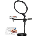 BROLAVIYA® Overhead Video Floor Stand with Slab Key Full Screen Fill 10 Inch LED light, Metal Arm, 1/4" Head for Camera, Webcam, Gopro With Mobile Bracket for YouTube, Desktop, Bedroom, Office