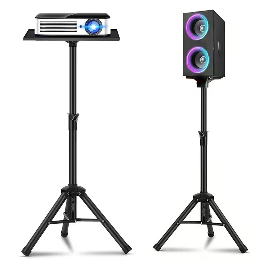 BROLAVIYA® Heavy-Duty Adjustable Floor Projector and Speaker Stand with Portable Folding Design, Heavy-Duty Black Base & Non-Slip Feet for Theater, PA Systems, Live Events, Studios