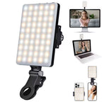 BROLAVIYA® Selfie Light with Portable Phone Clip, 60 LED 2000mAh Rechargeable, 3 Light Modes, Portable Clip on Light for Phone/Tablet/Laptop, Zoom Call Video Fill Light - Black