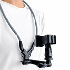 BROLAVIYA® Silicone Neck Clip Holder Mount, Hands-Free Wearable Neck Stand with Adjustable Clamp, Universal Chest Mount with 1/4 Head for Vlogging, Recording, Live Streaming, Reading, DIY & Travel