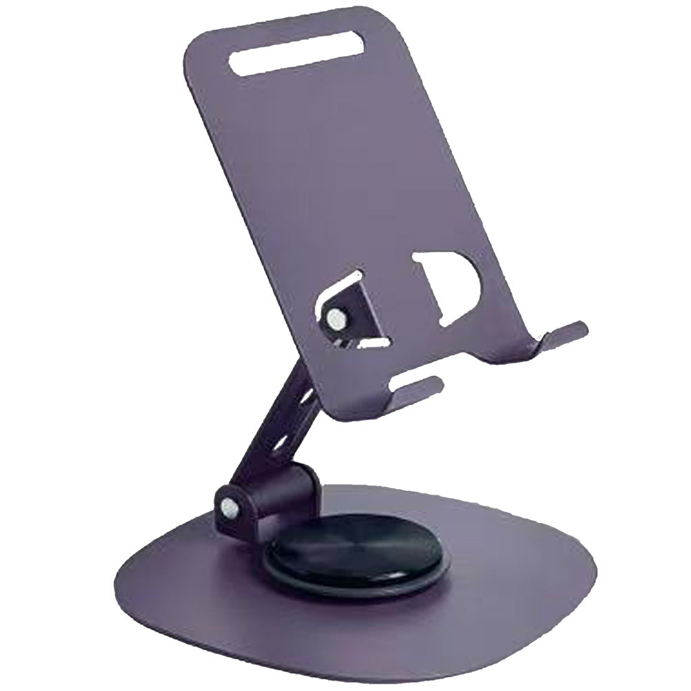 BROLAVIYA® 360° Rotatable Metal Mobile Stand Adjustable Desk Angles Phone Holder Sturdy with Anti Slip Base Compatible with All Mobiles and Smartphones for Desk Office Kitchen Bedroom - Purple