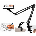 Brolaviya® Phone Holder for Bed & Desk, Adjustable Overhead Phone Mount with 360° Rotation, Multi-Angle Suspension Arm Stand, Hands-Free Mobile Holder for Video Recording, Drawing, Cooking, Reading & Live Streaming