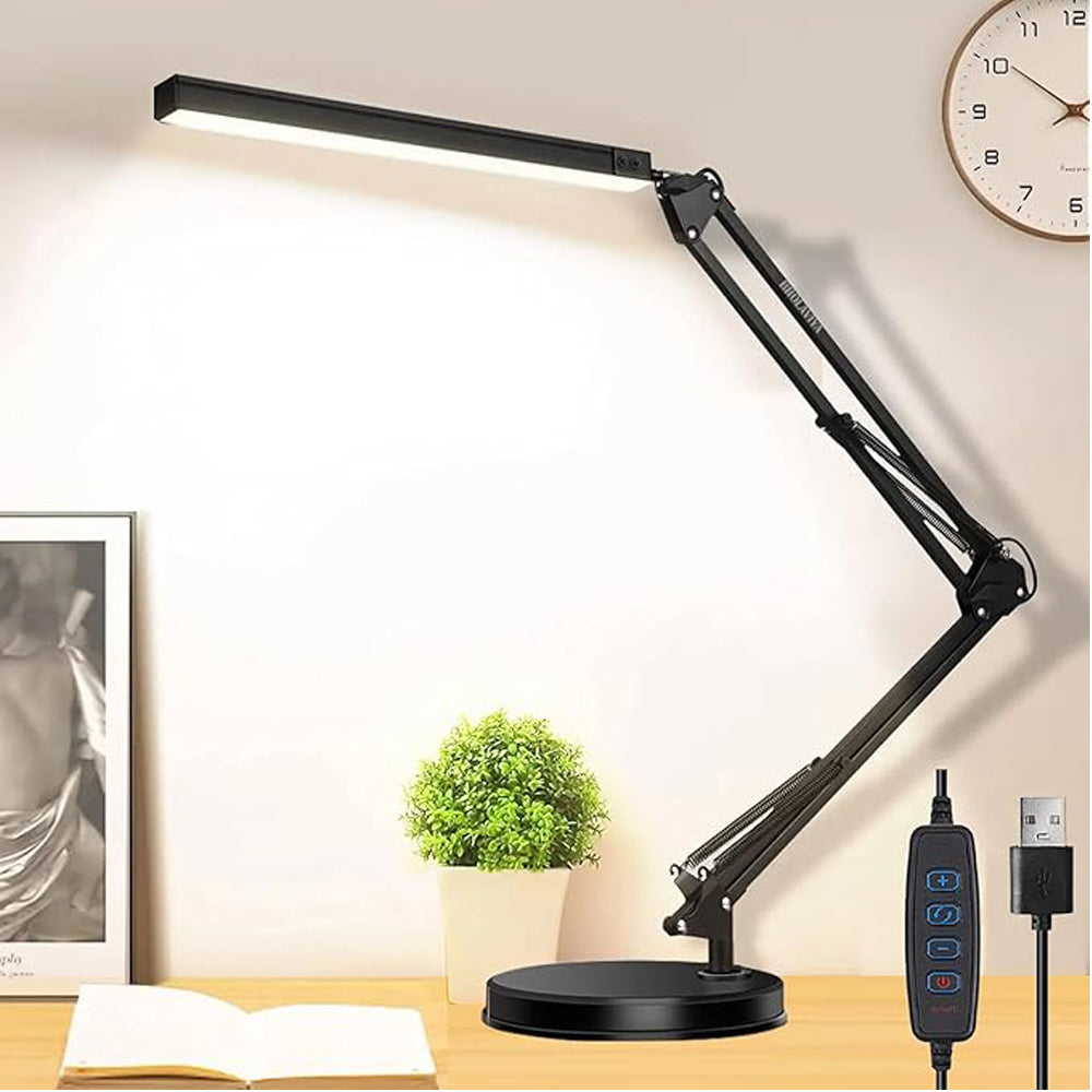BROLAVIYA® Heavy Base LED Desk Lamp Light with Metal Arm Table Lamp Stand, 3 Lighting Modes, 360 Degree Spin for Home, Office, Desktop, Bedroom, Reading etc
