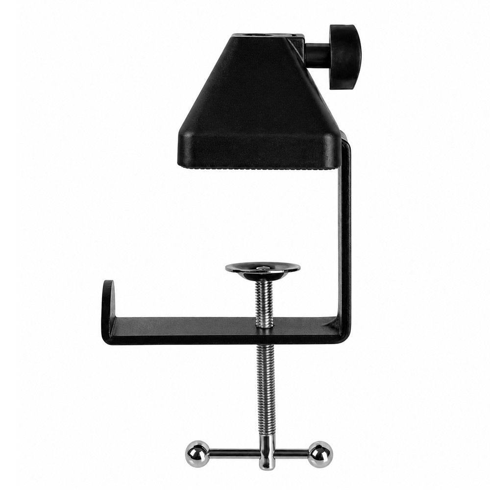 BROLAVIYA® Heavy Duty Desk Clamp Mount with Headphone Hook, Metal Table C Clamp Base, Universal Mic Boom Arm Clamp for Scissor Arms, Low Profile Arms, Fits Up to 2.36 inch 6cm Thickness